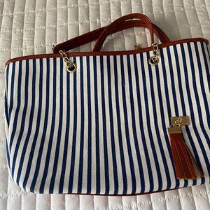 Navy & White Striped Bag